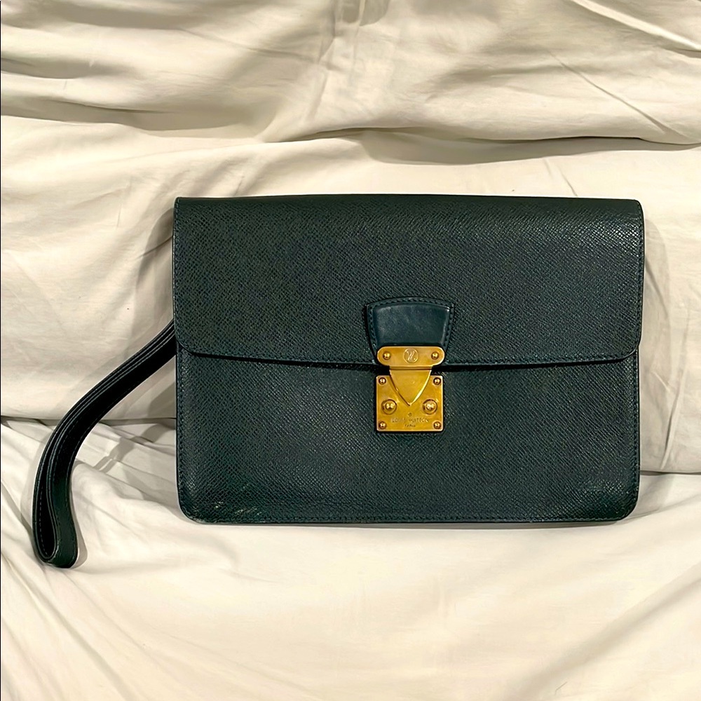 Louis Vuitton Pochette Kourad Leather Clutch Bag Epicea leather wristlet